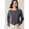 Suéter de Cashmere Xadrez Solto com Gola Redonda Novo para Outono e Inverno, Suéter Base de Tricô Quente, Macio e Versátil