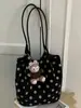 2026 Bolso Tote Nuevo Estilo Coreano de Lunares, Gran Capacidad, Moda Vintage, Bolso de Hombro Casual Chic Relajado para el Trabajo