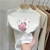 Camada base infantil forrada de fleece, roupa íntima para outono e inverno, camiseta de manga longa com gola alta escovada, top de alta qualidade estilo coreano para meninas