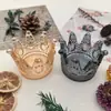 Suporte de Vela de Vidro Embossado Retrô Suporte de Vela Pequeno de Coroa Porta-Caneta de Cristal com Coroa Embossada Retrô Porta-Caneta de Manicure