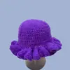 Chapéu de Crochê Popular Feito à Mão com Aba Franzida para Adultos, Chapéu da Moda com Borda de Renda do Tiktok