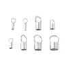 Accesorios de Producción DIY de Plata de Ley 925 Oro Blanco Tubo de Cuerda de Cera Conector de Collar Conector Universal de Cuerda con Pegamento Cabeza de Cuerda de Cuero