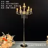 Lámpara de Piso de Hierro Forjado Estilo Europeo para Boda Portavelas Curvo de Múltiples Cabezales Acrílico Luz de Camino de Cristal para Boda Luz Decorativa para Fiesta