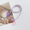 Nuevo estilo coreano fresco morado cara sonriente acrílico con cuentas arcilla blanda costura de retazos collar con cordón cadena para gafas cadena para mascarilla