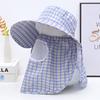 Gorra de protección solar a cuadros para mujer, gorro de ciclismo con protección para el cuello, transpirable, para trabajo agrícola, recolección de té, parasol, primavera y verano