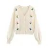 U Estilo Europeo y Americano Transfronterizo 2026 Nuevo Moda y Elegante Amazon Ropa de Mujer al por Mayor Cárdigan de Punto Jacquard de Diamante con Cuello en V