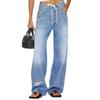 Jeans Transfronterizos Europeos y Americanos Pantalones de Mujer Calle Combinación Total Nuevo Casual Suelto Pierna Ancha Cordón Pierna Recta