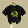2177# Camiseta de Algodón de Manga Corta para Niña Verano 2025 Nuevo Estilo Top Corto de Media Manga para Niña Ropa Infantil
