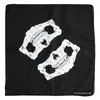 Bufanda cuadrada de algodón puro con diseño de calavera de hip hop transfronterizo para hombres y mujeres, pañuelo para la cabeza con estampado de cabeza de fantasma de Halloween al por mayor