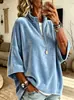 2026 Nova Blusa de Moletom Suede Solta com Meio Zíper e Manga Três Quartos Estilo Europeu e Americano Transfronteiriça para Mulheres Casual Cor Sólida