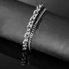 Pulsera de hip hop de doble capa apilada con costuras de hebilla OT de acero de titanio para hombre y mujer, pulsera de moda, diseño ins, pulsera de alta gama
