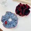 Diadema de lunares con borde contrastante azul y rojo Dongdaemun de Corea del Sur, Cuerda para coleta baja elegante, Accesorios para el cabello al por mayor