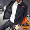 Jaqueta Jeans Masculina Outono e Inverno Forrada com Lã Acolchoada Grossa Quente Roupas Moda Coreana Solta Tamanho Grande Jaqueta de Lã de Cordeiro