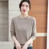 Suéter Gola Careca Estilo Coreano Feminino 2024 Novo Outono Cashmere Tricotado Camisa Base Solta Fina Jaqueta Interna Manga Longa