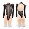 Mono Sexy de Malla Jacquard Feimu con Mangas Largas Transparente Desgarrable Mono de Malla Ropa Íntima Sexy 7573
