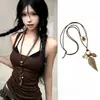 Collar Metálico Vintage Desgastado para Mujer Bohemio Versátil Colgante de Anillo Largo Collar de Chica Popular Ins Versátil