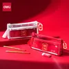 Estuche Transparente para Examen Deli, Modelo Champion, Gran Capacidad, Bolsa de Papelería para Estudiantes sin Metal, Especial para Exámenes de Ingreso a Preparatoria y Universidad