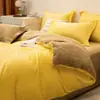 Conjunto de quatro peças de leite veludo espesso de inverno, conjunto de três peças de flanela, lençol e capa de edredom, antiestático para dormir nu, impressão e tingimento reativos