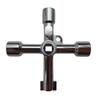Llave de Manivela Multifunción Cuatro en Uno Plateada para Electrodomésticos, Gabinetes de Control de Ascensores, Válvulas, con Cabezas Triangulares y Cuadradas Internas