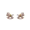Pendientes de botón de plata con forma de poni y circonita de lujo, Pendientes únicos y creativos de nicho de alta gama, Pendientes minimalistas de estilo francés con temperamento
