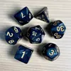 Juego de Dados Poliedros D&D con Patrón de Mármol, Color Mixto Transparente D4D6D8D10D12D20 Caras, Coc, Juego de Mesa, Juego de Siete Piezas