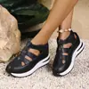 Verão Novas Sandálias De Cunha Baotou Oco Respirável Comércio Exterior Feminino plus size Plataforma Sapatos Femininos com Velcro