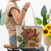 Nova Bolsa de Ombro Bordada com Flor de Peônia Dupla Face Simples e Generosa Versátil com Visual Retrô Bolsa de Lona com Seda Dourada Dupla Face