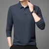Explosões Ao Vivo com Primavera e Outono Camisa Polo Masculina Camiseta Casual de Negócios Gola Manga Longa Camiseta Interna Masculina Atacado
