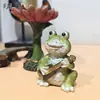 Jardín Exterior Hecho a Mano Adornos de Patio Jardinería Bonsái Escena Miniatura Pequeña Animales Pequeños Creativos Rana Resina