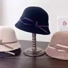 Sombrero de Pescador Retro de Lana de Color Contrastante para Mujer Otoño Invierno Elegante Versátil Sombrero de Cubo Temperamento Moderno Gorro de Punto