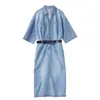 Vestido de Mezclilla Delgado de Lujo Ligero Vintage para Mujer, Estilo Verano 2026, Vestido Casual de Alta Gama Moderno y Elegante