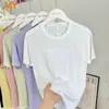 Suministro transfronterizo de nuevos tops deportivos de verano para mujer con cuello redondo, manga corta, secado rápido, transpirables, texturizados, para correr, fitness, yoga