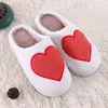 Novas Chinelos de Algodão Quentes Fofos Antiderrapantes para Casa/Interior de Inverno com Estampa de Coração Vermelho para Casal