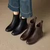 Botines cortos para mujer para otoño e invierno, botas de cuero genuino con suela blanda, botas estilo Martin, botas calcetín elásticas, botas ajustadas para commuting, botines Chelsea