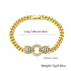 Pulsera Transfronteriza de Cobre Nuevo Hip-hop Microincrustada con Circonita para Hombres y Mujeres Recubrimiento de Oro Real Estilo Punk Exagerado Cadena Doble de Cabeza de Leopardo
