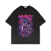Comercio Exterior Estilo Europeo y Americano Camiseta Lavada Vintage de Manga Corta Naruto Anime Camiseta de Algodón de Manga Corta Estilo Básico Popular
