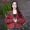Jaqueta Cardigan Reversível de Moda de Alta Qualidade com Estilo Étnico, Top Curto Casual com Caimento Solto e Estampa Artística Retrô para Mulheres