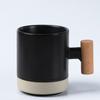 Taza de cerámica con mango de madera artístico de estilo coreano, taza de té para oficina, taza de café y leche, regalo hecho a mano con logotipo impreso.