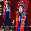 Figurinos de Performance de Passarela para Crianças e Adultos, Apresentando Trajes Tradicionais da Ópera Chinesa, Coroas de Fênix e Moda Tendência Nacional