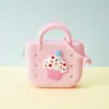 Monedero de silicona con forma de cueva cuadrada para niños, bolso cruzado para caminar, divertido y bonito bolso de silicona para cambio.