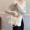 Lenço de Renda de Fada Casual de Verão para Férias 2025 Estilo Estrangeiro Bolsa de Palha Grande Capacidade Vazada Estilo Estrangeiro Bolsa de Ombro para Mulheres