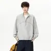 Sudadera estilo americano con cuello alto y costuras de contraste para hombre y mujer, nueva tendencia de otoño, cárdigan deportivo estilo universitario, chaqueta casual holgada