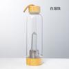Copo de Energia Prismático Hexagonal de Cristal Natural Copo de Chá Tampa de Bambu com Corda Copo para Spa Copo de Água Esportiva Atacado