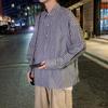 Camisa a rayas de marca de moda Harajuku Ins para hombre de manga larga estilo coreano, camisa guapa rufián de moda, chaqueta casual estilo Hong Kong para primavera y otoño