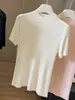Moda Blusa de Punto con Calados y Pedrería de Manga Corta para Mujer, Nuevo Estilo Verano 2026, Seda Helada Ajustada, Favorecedora, Versátil, Elegante