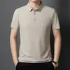 Nueva Camisa Polo de Seda Helada para Hombre de Verano de Manga Corta con Cuello Lapel Casual de Negocios Transpirable de Secado Rápido Top Corto para Hombre