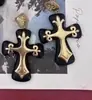 Traje de joyería de sándalo vintage desgastado collar largo exagerado de moda pendientes de cruz de sándalo simples de lujo ligero para mujer