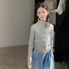 Conjunto de Sudadera Casual de Canalé Falso de Dos Piezas para Niñas Otoño 2026, Pantalones de Pierna Ancha de Mezclilla Modernos para Niñas Primavera y Otoño