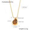 Collar de Temperamento para Mujer con Colgante de Ojo de Tigre Pulido a Mano en Forma de Gota de Agua, Diseño Nicho Transfronterizo Europeo y Americano, Acero Titanio Chapado en Oro