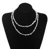 Collar Nuevo Acero de Titanio Apilado Plata Rota Europeo y Americano Diseño Nicho Cálculo Biliar Negro Estilo Hip-Hop Cadena Clavícula Collar Trendy